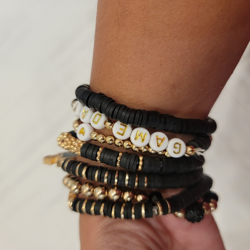 Black And Gold Football Bracelets
